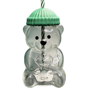 Bouteilles isothermes Bearista en <span class=keywords><strong>verre</strong></span> borosilicate résistant à la chaleur, <span class=keywords><strong>avec</strong></span> couvercle et <span class=keywords><strong>paille</strong></span>, pour les boutiques de boissons et l'usage domestique - Product Image 6