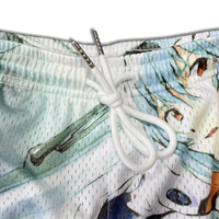Shorts de sport personnalisés à motif imprimé par sublimation, style anime et dessin animé, coupe ample, respirants, avec cordon de serrage