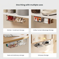 Organisateur de tiroir coulissant pour armoire miroir, boîte de rangement transparente pour salle de bain, support adhésif pour tampons de coton et cosmétiques