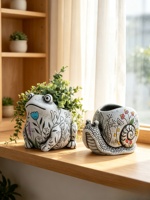 Pot de fleurs en ciment en forme de grenouille, multicolore, peint à la main, pot de fleurs en forme d'escargot, pot de jardin, pot d'intérieur/extérieur, décoration écologique pour la maison