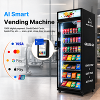 Nouvelle machine distributrice intelligente IA de boissons et de collations, 21,7 pieds cubes, avec lecteur de carte de crédit et refroidisseur IA