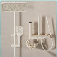 Plate-forme de rangement extra-large avec affichage numérique, ensemble de douche pluie, système de douche piano en acier inoxydable, massage par jet en céramique polie