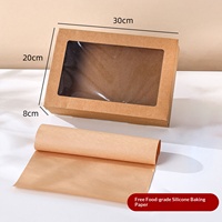 Boîte de pique-nique jetable populaire en papier kraft pour l'extérieur, boîte à fruits, boîte bento, boîte de barbecue, boîte de cuisson avec couvercle à fenêtre