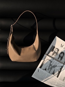 Sac en cuir tanné <span class=keywords><strong>végétal</strong></span> en gros, sac à bandoulière croissant minimaliste, fournisseur de sacs sous le bras en cuir de vachette sans marque - Product Image 1