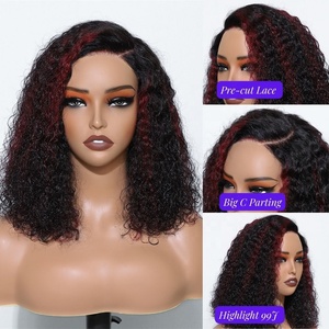 วิกผมปลอมบ๊อบสี99J สำหรับผู้หญิงผิวดำผมคนไร้กาวแต่งลูกไม้แบบอินเดีย - Product Image 4