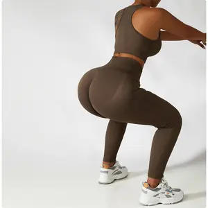Kadınlar 3 adet spor spor setleri egzersiz kıyafetleri dikişsiz Yoga aktif aşınma setleri spor sutyen Legging Yoga seti