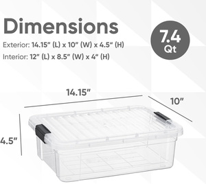Wholesale 34L Clear PP Injection-Molded Rectangle <b>Storage</b> <b>Box</b> with Wheels for Clothing - Product Image 2