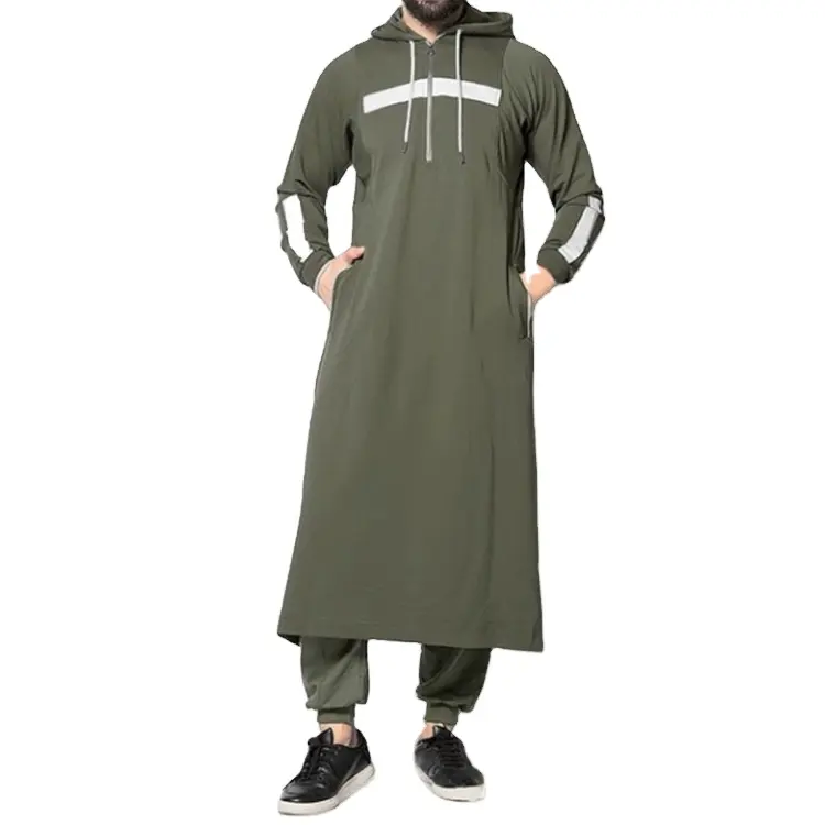 Groothandel Nieuwe Heren Jubba Thobe Islamitische Kleding Winter Moslim Saudi Arabia Abaya Dubai Lange Gewaden Traditionele Kaftan Trui