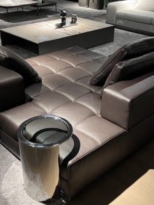 PFZION HOME Muebles para el hogar de estilo italiano Magnífico sofá de cuero convertible en forma de L Tacto tridimensional resistente para vivir - Product Image 2