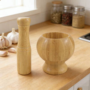 <span class=keywords><strong>Mortero</strong></span> y Pilón de Bambú al por Mayor de Fábrica, Tamaño Personalizado - Ideal para Moler Ajo, Romero y Pimienta (Venta al por Mayor B2B) - Product Image 4