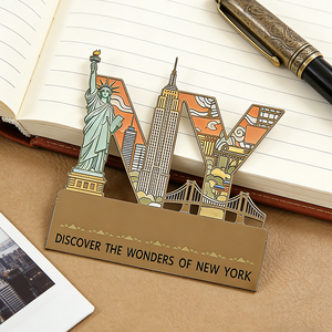 Marque-page métallique personnalisé translucide avec la silhouette de la Statue de la Liberté de <span class=keywords><strong>New</strong></span> <span class=keywords><strong>York</strong></span>, souvenir touristique, logo gravé pour cadeau de <span class=keywords><strong>voyage</strong></span>, vente en gros - Product Image 1