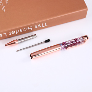 Suministro directo de fábrica, bolígrafos de cristal llenos de aceite creativos, bolígrafos de regalo de Metal con arena movediza, ancho de escritura de 1,0mm para letras publicitarias - Product Image 2