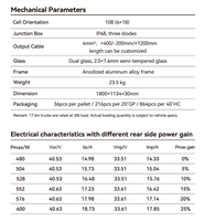 Panneaux solaires monocristallins bifaciaux à double vitrage de type N à haute efficacité Longi Hi-MO X10 Scientist 500 Watt 500W