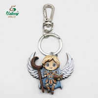 Porte-clés en bois Kawaii Ange de dessin animé, pendentif durable en bois en forme d'ange ailé, accessoire de sac personnalisé pour achat en gros