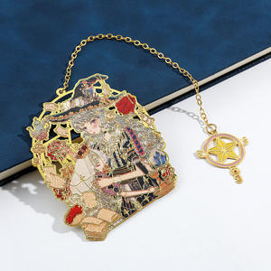 Cute Girl Heart Little Fresh Student Gift Venta al por mayor Girl <span class=keywords><strong>Manga</strong></span> Bookmark Metal Brass Hollow Pendant Bookmark - Product Image 6