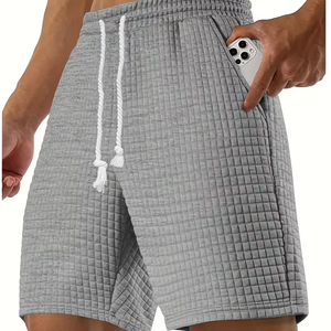 Design chic hommes taille moyenne Plaid Texture tricot Shorts décontracté et à la mode Shorts d'été avec poches à cordon pour livraison directe - Product Image 1