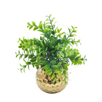 Plante d'eucalyptus artificielle en pot miniature en plastique – Décorations écologiques de Noël et d'Halloween pour la maison, le bureau et le bureau de travail