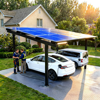 Abri solaire en alliage d'aluminium résistant aux intempéries avec fondation en béton, installation facile pour panneaux solaires, usage domestique et commercial