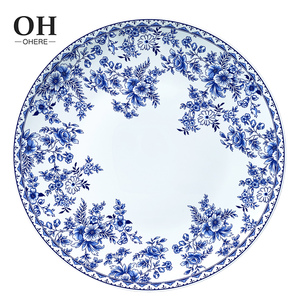 Service de table en porcelaine de style classique, <span class=keywords><strong>vintage</strong></span>, <span class=keywords><strong>bleu</strong></span> dégradé, petites fleurs, <span class=keywords><strong>assiette</strong></span> en céramique, passe au lave-vaisselle, décalcomanie, <span class=keywords><strong>assiette</strong></span> en porcelaine osseuse - Product Image 2