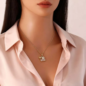 Trendy Women Necklace 18K Gold Plated Stainless Steel Rhinestone Oil Drop Heart <b>Cross</b> Pendant Clavicle <b>Chain</b> Jewelry - Product Image 5