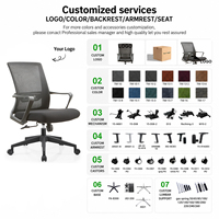 Chaise de bureau ergonomique en maille de qualité commerciale avec accoudoirs fixes, siège rembourré en mousse PU, appui-tête réglable et base chromée pour chambre et hôtel