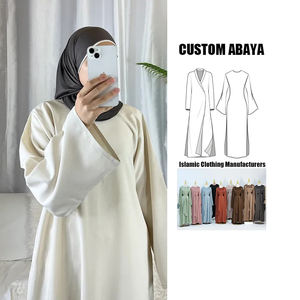 EID <span class=keywords><strong>Abaya</strong></span> cerrada de lino personalizada para mujer Diseño de Dubái transpirable con impresión en relieve MOQ bajo para estaciones de primavera y otoño - Product Image 2