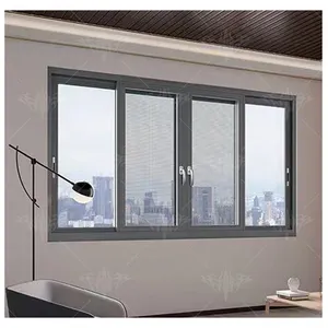 Fenêtres à rupture thermique Fenêtre en aluminium coulissante Cadre en alliage d'aluminium Fenêtres coulissantes en verre double