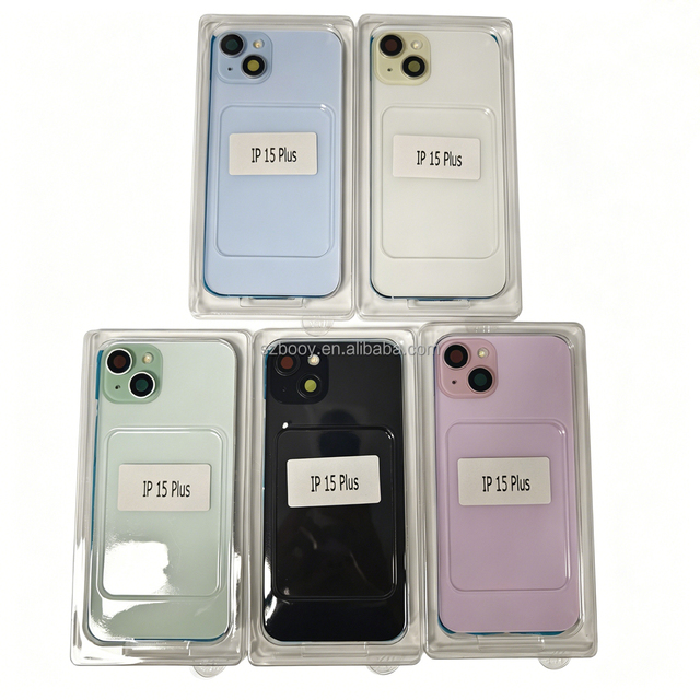 Back Glass for iPhone 15 15Plus With Metal Frame Camera Lens Glass NFC Wireless Charging Flex Cable Magnet Back Case Cover