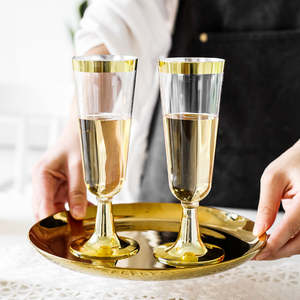 Verres à champagne jetables modernes de 5 oz incassables, design classique avec logo personnalisé, ensemble de verres à vin transparents réutilisables - Product Image 1