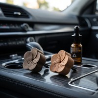 Diffuseur de voiture en bois naturel à clipser sur grille d'aération, forme fleur, pour huiles essentielles, désodorisant d'air, aromathérapie, intérieur de véhicule, logo personnalisé