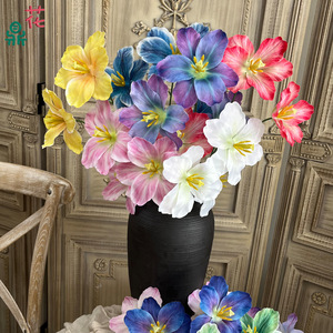 Fleurs artificielles en soie mélangée, tulipes, daylilies, lys, bouquet de décoration de mariage, accessoires de photographie - Product Image 1