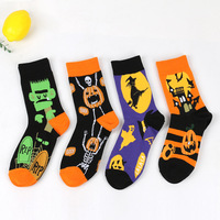 Chaussettes tendance pour couples, style décontracté, chaudes, absorbantes et désodorisantes, motif tête de citrouille amusante, pour l'automne et l'hiver
