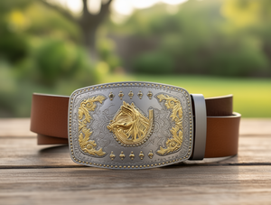 Hebilla de cinturón plateada mate grande de 5.0 cm, estilo occidental - Product Image 2