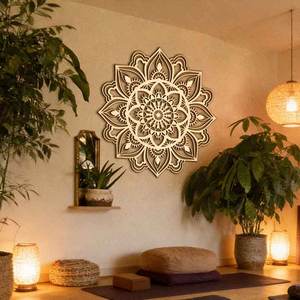Art mural en métal en forme de lotus, décoration <span class=keywords><strong>murale</strong></span> mandala, grande sculpture <span class=keywords><strong>murale</strong></span> en métal pour salon - Product Image 6