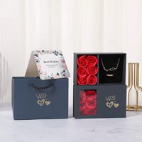 Sac en papier cadeau avec fenêtre transparente Boîte de luxe de haute qualité Impression Fête des Mères Deep love Floral Rose Mom Coffrets cadeaux pour fleurs