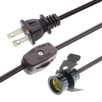 6FT 18awg US 2PIN prise plate cordon d'alimentation bouton interrupteur E26 E27 douille de lampe suspension bricolage support de lampe