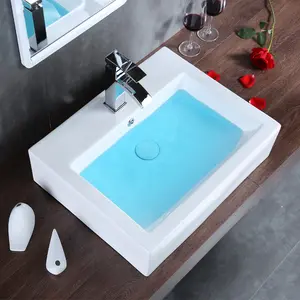 New Modern Design Porcelain Rectangular Washbasin Designs Lavabo Sanitary Ware Counter Top Ceramic Wash Basin Bathroom Sinks