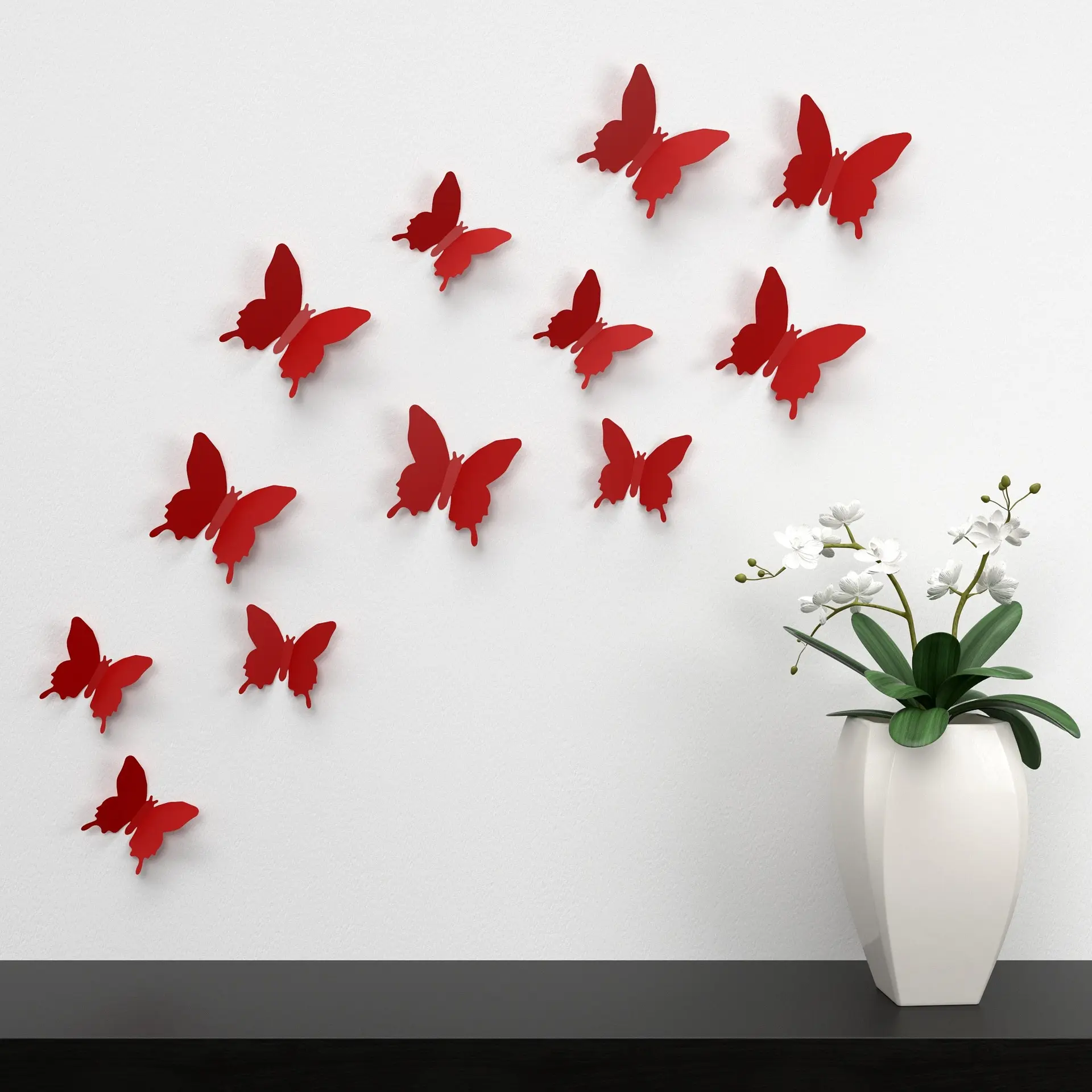 3D Paper Butterfly Wall Stickers Removable Butterflies Decor Butterfly Wall Decals For Living Room Home Nursery Girls Bedroom