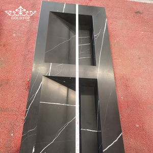 GOLDTOP Modern Polished Natural Stone Slab Black Marquina Marble for Kitchen Countertop Villa Apartment Hotel - Product Image 4