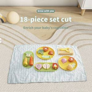 Jouet Montessori, cuisine éducative en bois, jouets de cuisine pour faire semblant, pour les tout-petits, ensemble de fruits et légumes, jouet de jeu de rôle - Product Image 2