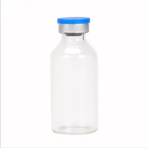 10ml 15ml 20ml Clear Bottle with Blue Cap; Injection Penicillin Bottles with Rubber Insert Aluminum Lid