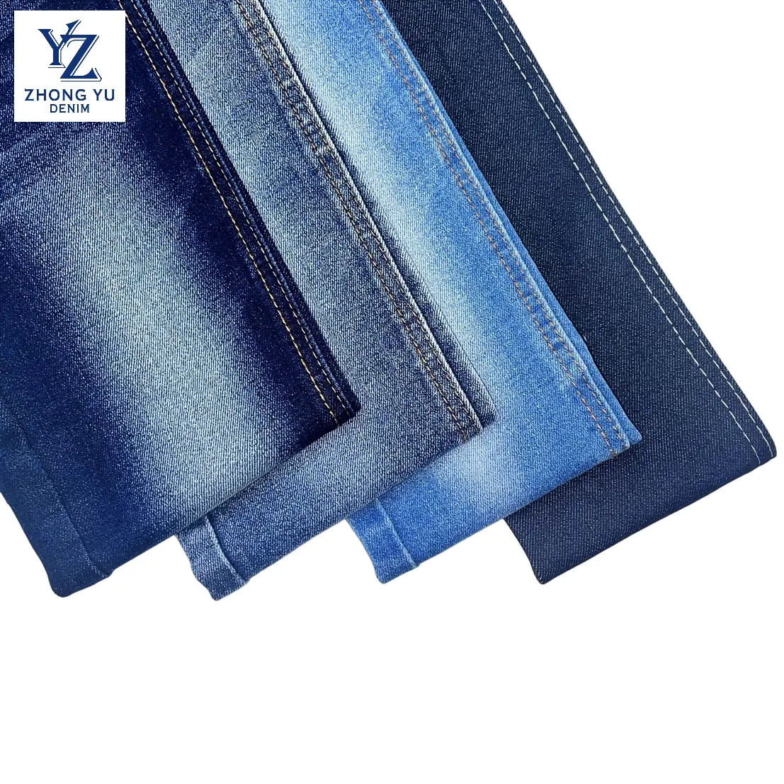 Tecido jeans de malha terry francesa misturado elástico de poliéster de algodão 11 onças
