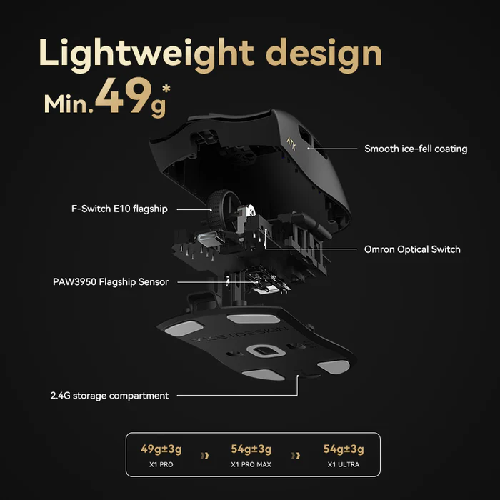 ATK X1 Ultimate PAW3950 - Lightweight Ergonomic Gaming Mouse