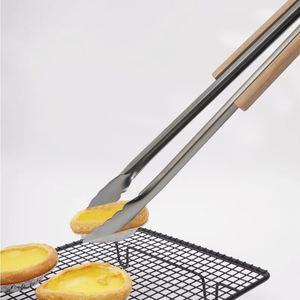 Großhandel 16 Zoll benutzer definierte Edelstahl Grillen extra lange Küche Bbq Food Locking Zange mit Holzgriff - Product Image 3