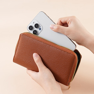 Cartera Larga de Gran Capacidad para Mujer de Piel Sintética Suave con Cierre de Cremallera y Textura de Lichi, Elegante Monedero para Comercio Transfronterizo - Product Image 2