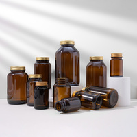 Bouteille en verre ambré vide en gros, à large ouverture, 100ml, 120ml, 150ml, 200ml, 250ml, 300ml, flacon à médicaments avec bouchon