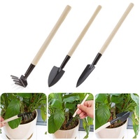 Ensemble d'outils de jardinage SUNSHINE Mini, 3 pièces, kit de jardinage avec pelles et râteau, manche en bois durable, parfait pour les plantes en pot