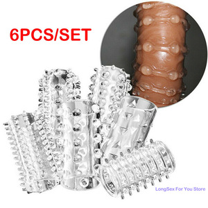 6PCS Manchon de pénis transparent réutilisable pour hommes, pour l'agrandissement de l'érection, retardateur, anneau pénien stimulant, pour couple adulte, dropshipping - Product Image 2