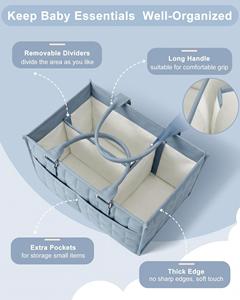 Organizador de pañales para bebé, cesta de almacenamiento portátil para guardería, con asa, gran capacidad, resistente al agua, poliéster, regalo para recién nacido, niño o niña - Product Image 3