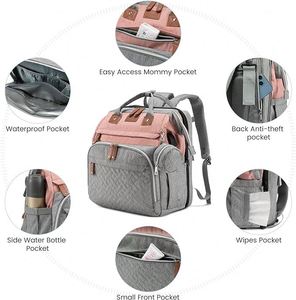 Free sample Fashion Travel Diaper Backpacks with <b>Changing</b> Pad and Pacifier Case, Multipurpose Baby Diaper Tote <b>Bags</b> in Bulk - Product Image 4